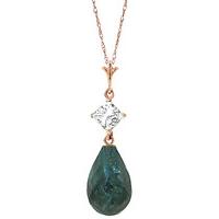 Emerald and White Topaz Pendant Necklace 9.3ctw in 9ct Rose Gold