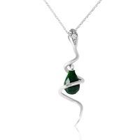 Emerald and Diamond Serpent Pendant Necklace 3.3ct in 9ct White Gold