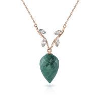 Emerald and Diamond Pendant Necklace 12.9ct in 9ct Rose Gold