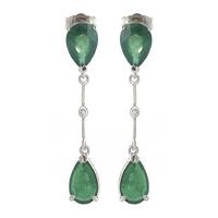 Emerald and Diamond Drop Earrings 15.0ctw in 9ct White Gold