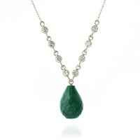 Emerald and Diamond Pendant Necklace 14.8ct in 9ct White Gold