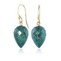 Emerald Briolette Drop Earrings 25.8ctw in 9ct Gold