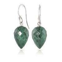 Emerald Briolette Drop Earrings 25.8ctw in 9ct White Gold