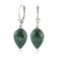 Emerald Briolette Drop Earrings 25.7ctw in 9ct White Gold