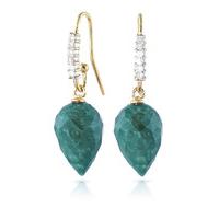 Emerald and Diamond Drop Earrings 25.8ctw in 9ct Gold