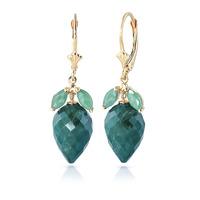 Emerald Briolette Drop Earrings 26.8ctw in 9ct Gold