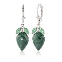 Emerald Briolette Drop Earrings 26.8ctw in 9ct White Gold