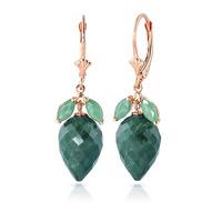 Emerald Briolette Drop Earrings 26.8ctw in 9ct Rose Gold