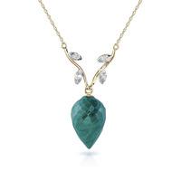 Emerald and Diamond Pendant Necklace 12.9ct in 9ct Gold