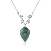 Emerald and Diamond Pendant Necklace 12.9ct in 9ct White Gold