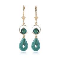 Emerald Briolette Drop Earrings 18.6ctw in 9ct Gold