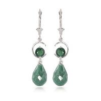 Emerald Briolette Drop Earrings 18.6ctw in 9ct White Gold