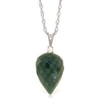 Emerald and Diamond Pendant Necklace 12.9ct in 9ct White Gold