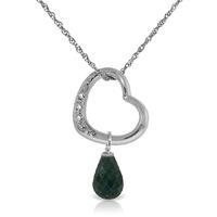 Emerald and Diamond Pendant Necklace 3.3ct in 9ct White Gold