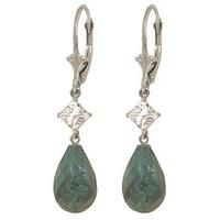 Emerald and White Topaz Drop Earrings 18.6ctw in 9ct White Gold