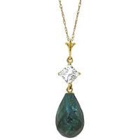 Emerald and White Topaz Pendant Necklace 9.3ctw in 9ct Gold