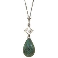 Emerald and White Topaz Pendant Necklace 9.3ctw in 9ct White Gold
