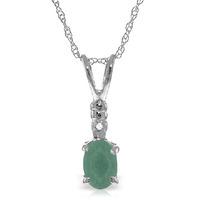 Emerald and Diamond Pendant Necklace 0.5ct in 9ct White Gold