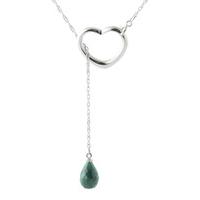 Emerald Briolette Pendant Necklace 3.3ct in 9ct White Gold