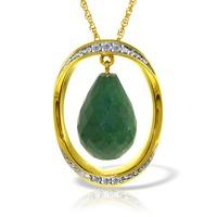 Emerald and Diamond Pendant Necklace 13.5ct in 9ct Gold