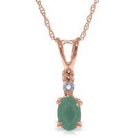 Emerald and Diamond Pendant Necklace 0.5ct in 9ct Rose Gold