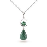 Emerald Briolette Pendant Necklace 9.3ctw in 9ct White Gold