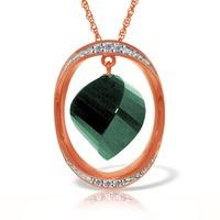 Emerald and Diamond Pendant Necklace 15.25ct in 9ct Rose Gold