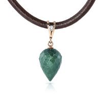 Emerald and Diamond Leather Pendant Necklace 13.0ct in 9ct Rose Gold