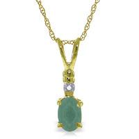 Emerald and Diamond Pendant Necklace 0.5ct in 9ct Gold