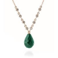 Emerald and Diamond Pendant Necklace 14.8ct in 9ct Rose Gold