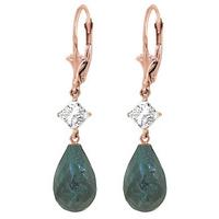 Emerald and White Topaz Drop Earrings 18.6ctw in 9ct Rose Gold