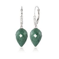 Emerald and Diamond Drop Earrings 25.8ctw in 9ct White Gold