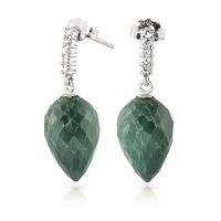 Emerald and Diamond Stud Earrings 25.8ctw in 9ct White Gold