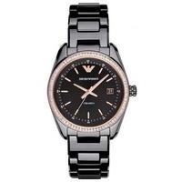 emporio armani ladies black ceramic watch ar1496