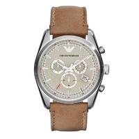 Emporio Armani Stainless Steel Chronograph Brown Strap Watch AR6040