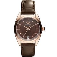 Emporio Armani Mens Brown Leather Strap Watch AR0378