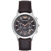 Emporio Armani Mens Chronograph Brown Leather Strap Watch AR2513