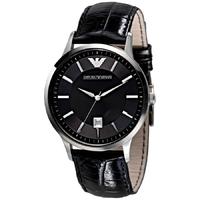 emporio armani gents stainless steel black dial black strap watch ar24 ...