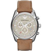 Emporio Armani Stainless Steel Chronograph Brown Strap Watch AR6040