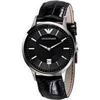 Emporio Armani Gents Stainless Steel Black Dial Black Strap Watch AR2411