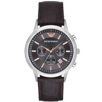 Emporio Armani Mens Chronograph Brown Leather Strap Watch AR2513