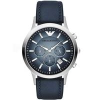 emporio armani stainless steel blue dial chronograph blue strap watch  ...