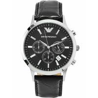 Emporio Armani Gents Stainless Steel Black Chronograph Dial Black Strap Watch AR2447