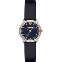 emporio armani ladies two tone blue leather strap watch ar2066