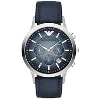 emporio armani stainless steel blue dial chronograph blue strap watch  ...