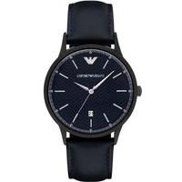 Emporio Armani Mens Blue Leather Strap Watch AR2479