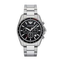 emporio armani mens chronograph silver and black watch