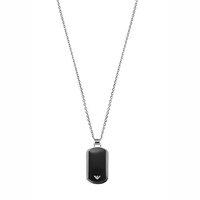 Emporio Armani Stainless Steel Black Middle Dog Tag Necklace