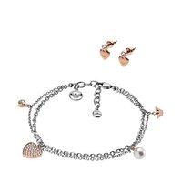 emporio armani stainless steel and rose gold plated hearts bracelet an ...