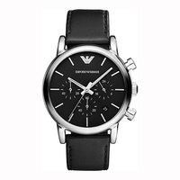 Emporio Armani Gents Black Leather Chrongraph 41mm Watch